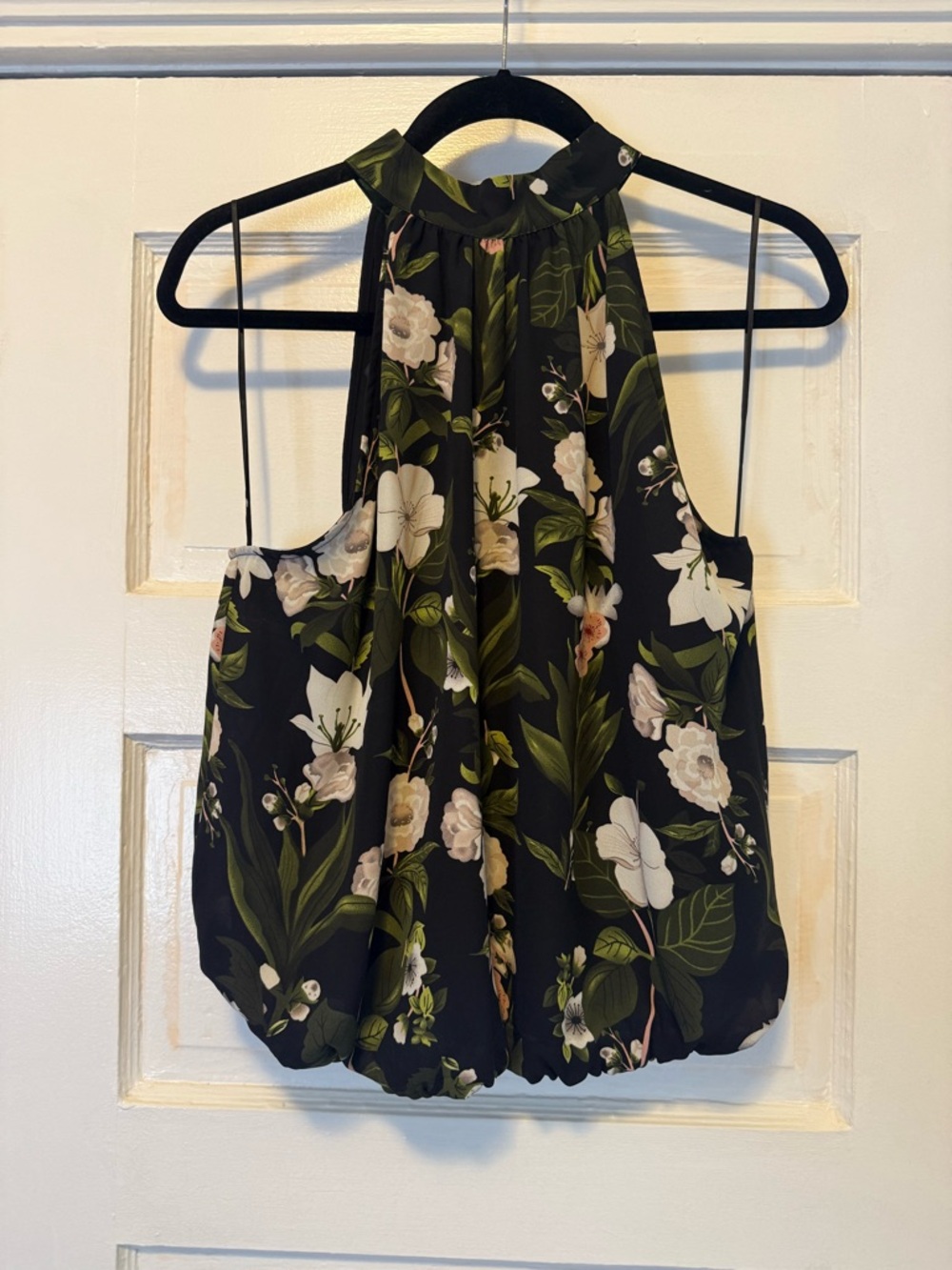 Rachel Zoe Black Floral High Neck Sleeveless Top